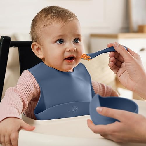 Miniatura 7 de Juego completo de alimentación de silicona para bebés, más de 6 meses, artículos esenciales para la alimentación del bebé  Baberos de silicona,