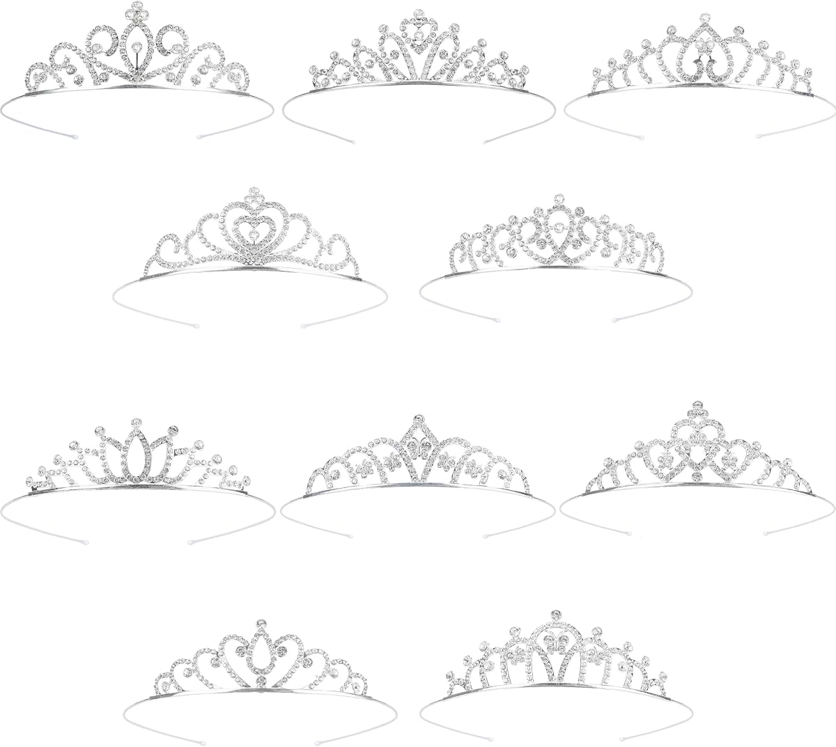 Tiaras para mujeres y niñas, 10 piezas, diadema con corona de princesa con diamantes de imitación brillantes, conjunto de diademas con corona de tiara pequeña y bonita para fiesta de cumpleaños, disfraz, boda, Halloween