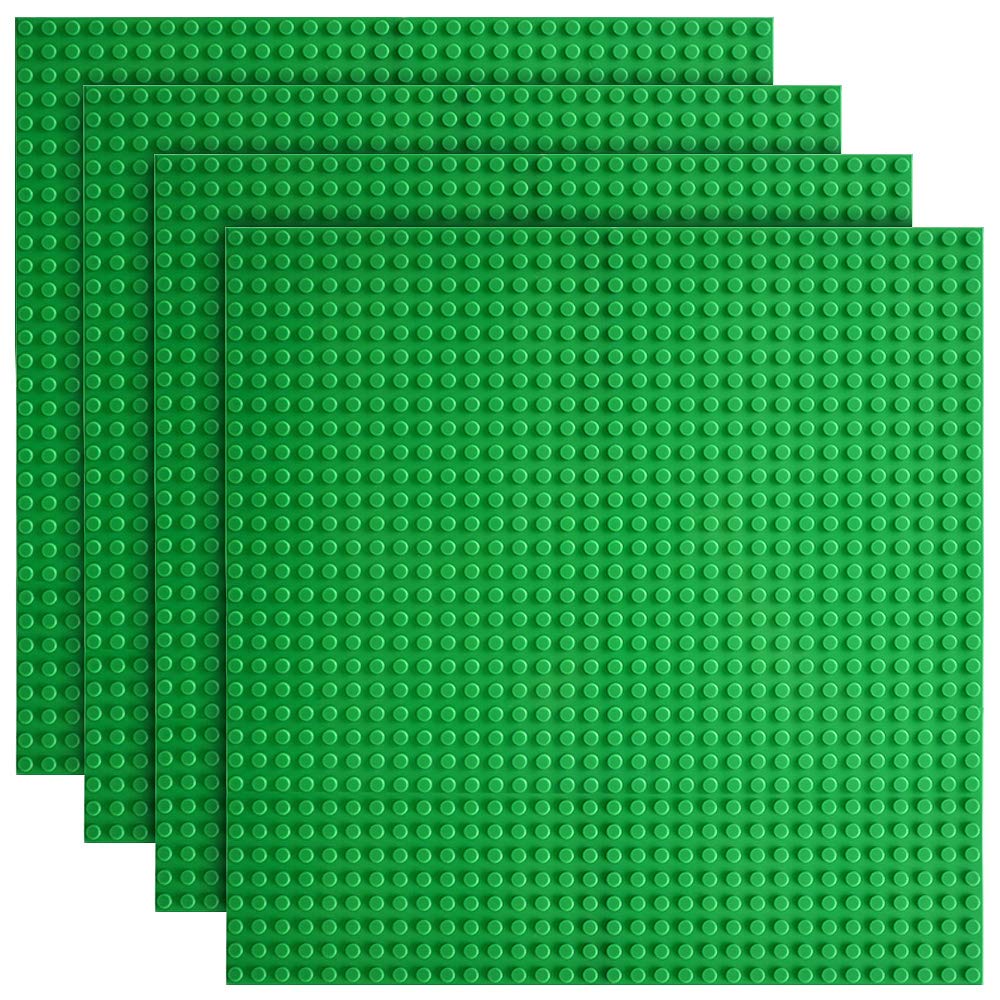 Etarnfly 4 Pack Classic Base Plates,25.5 x 25.5 cm Building Board Baseplates 100% Compatible with All Major Brands,Green