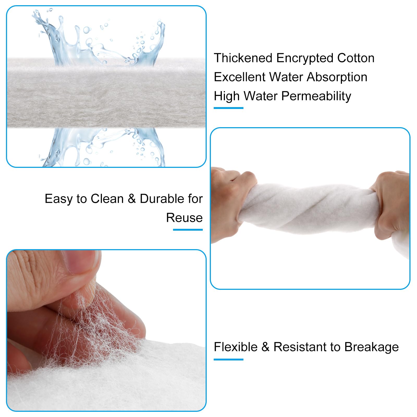 YAYODS 2 unidades de algodón filtrante para acuario 200 x 20 x 3 cm – Esponja de filtro espesada para acuarios – Material de filtro blanco – Filtro de fieltro para acuarios y estanques de peces