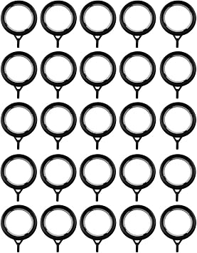 25PCS Plastic Curtain Rings for Curtains and Rods Built-in Nanoscale Silencing Ring, Inner Diameter 35 mm Black