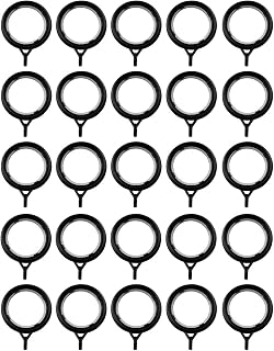 25PCS Plastic Curtain Rings for Curtains and Rods Built-in Nanoscale Silencing Ring, Inner Diameter 35 mm (Black)