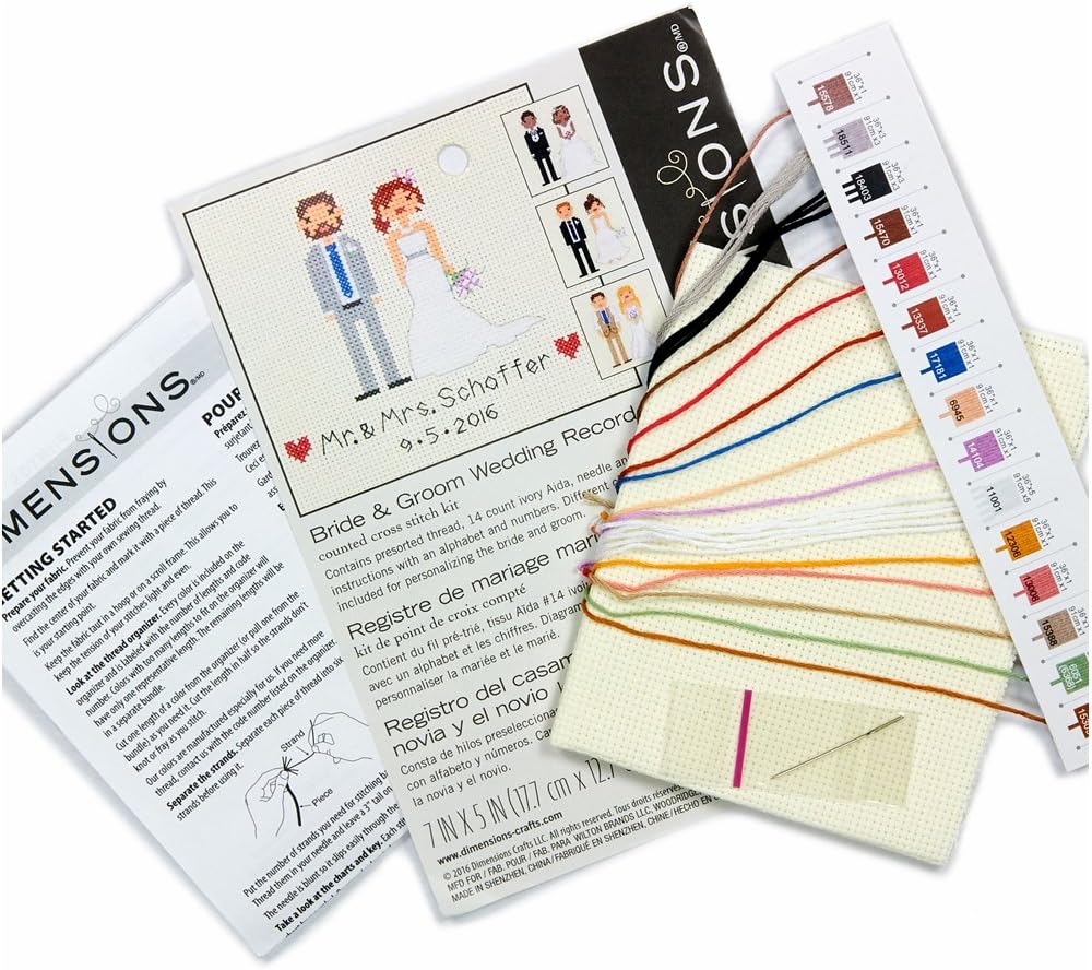 Dimensions 70-65160 Personalized Wedding Record Counted Cross Stitch Kit, 7" x 5"