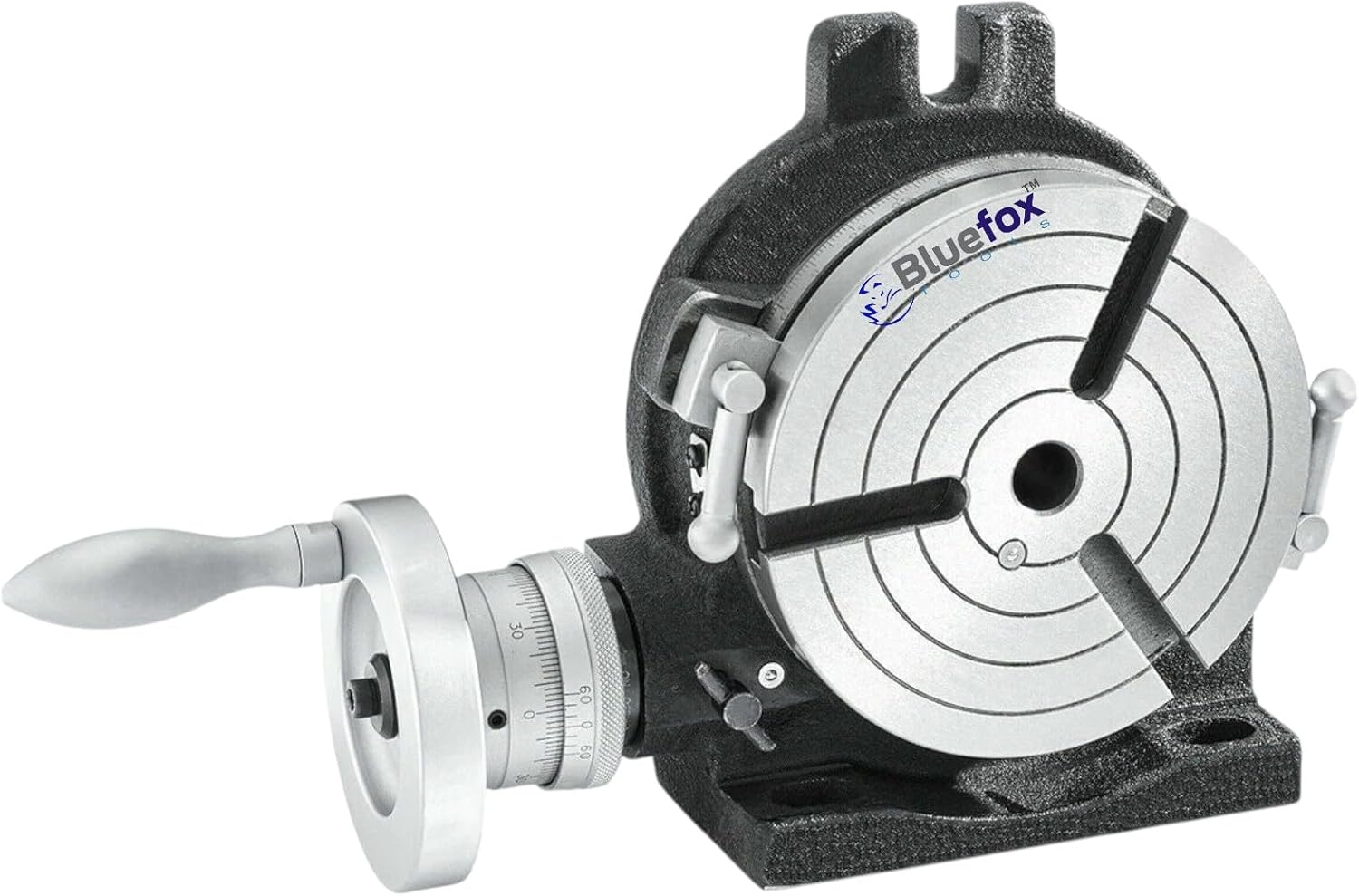 Bluefox 3" (80mm) Rotary Table Horizontal & Vertical HV Milling Table with 4 T-Slot Bolting for Precision Metalworking & CNC Machining Tools – Durable Cast Iron Body