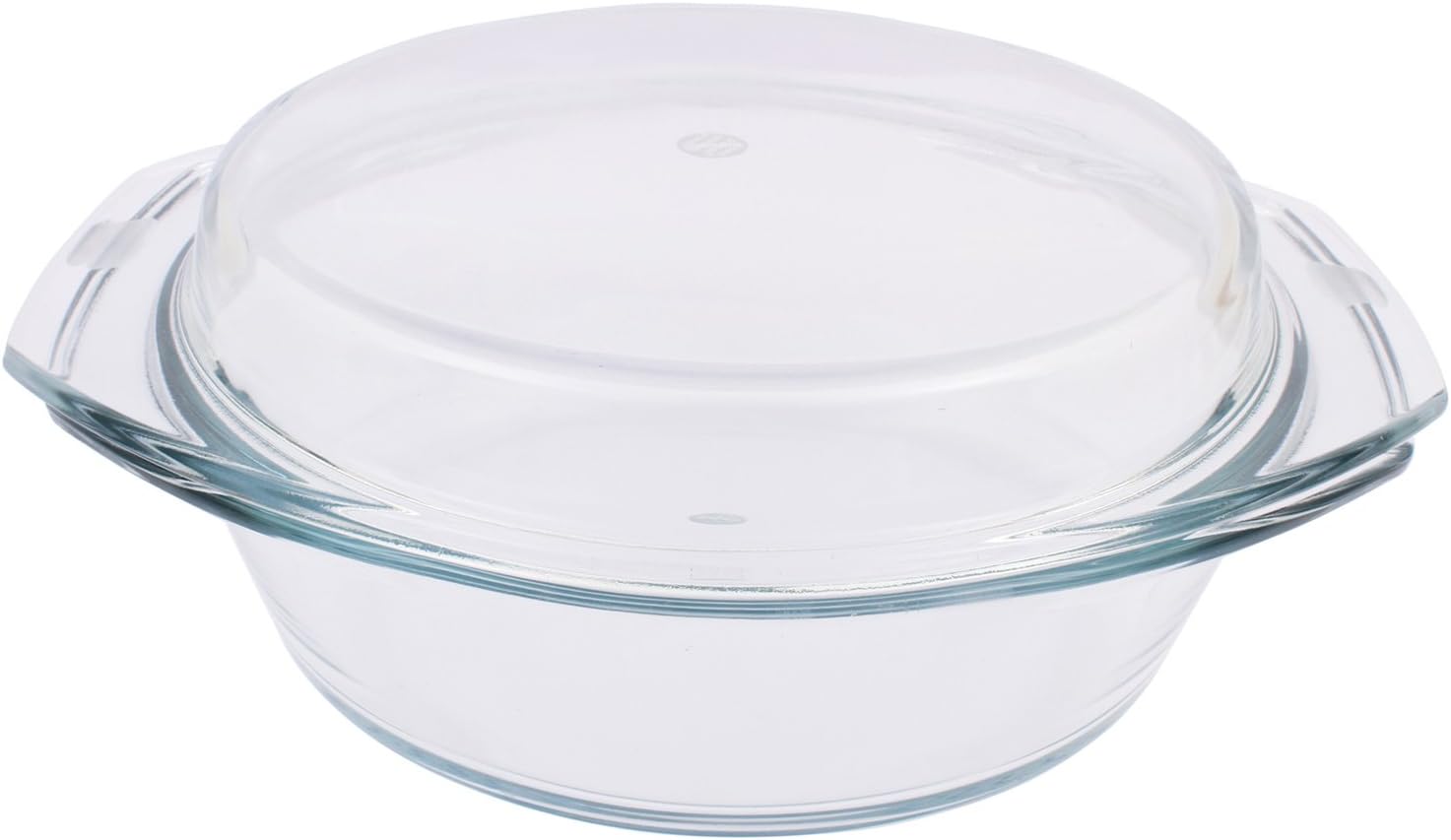 Oven and Microwave Safe Glass Serving Casserole Bowl with Glass Lid (1.5 Litre, Transparent), 1 Piece