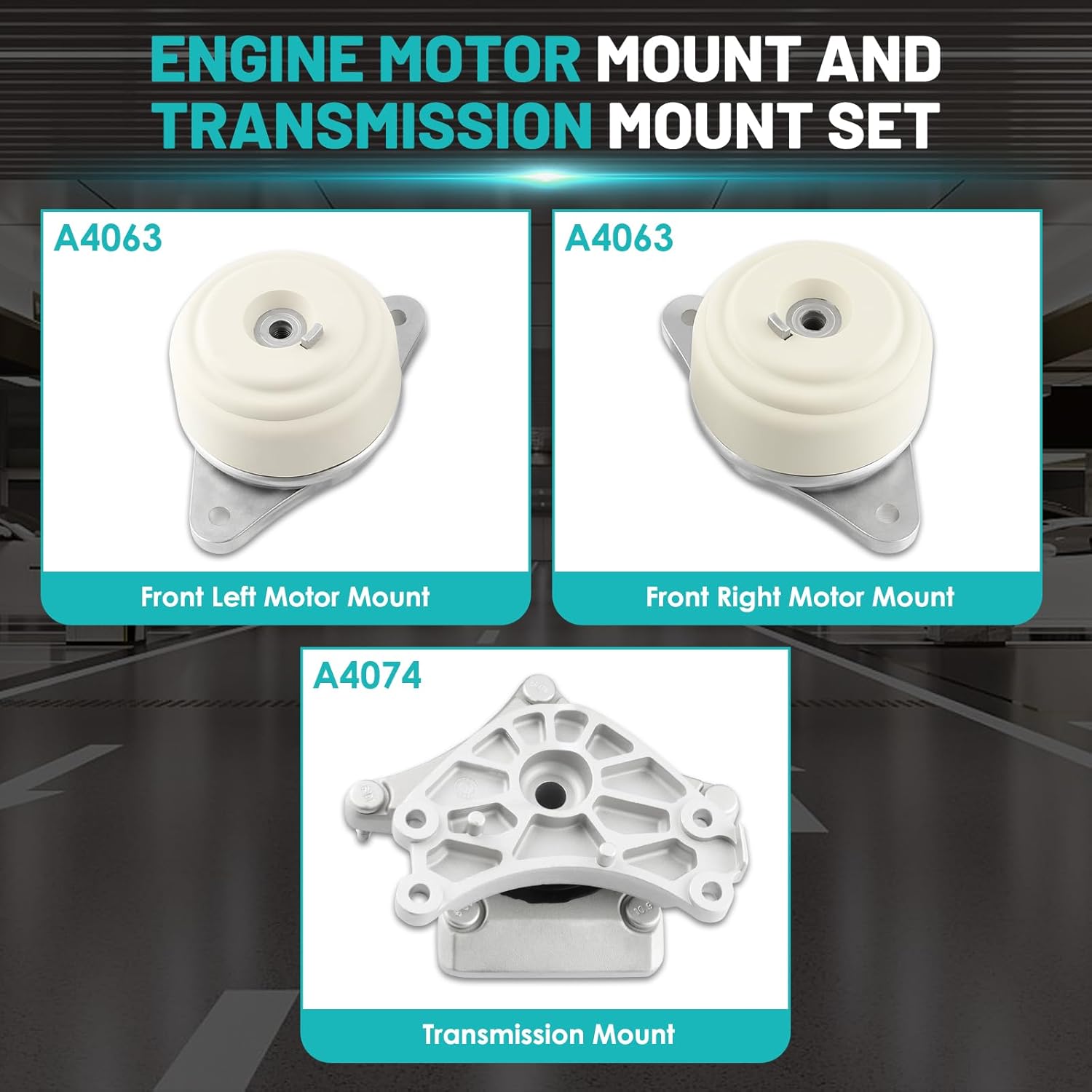 Engine Motor Mount and Transmission Mount Set of 3 Fit for C300 08-12, C350 08-11, GLK350 10-12 3.0L 3.5L Automotive Replacement Engine Motor Trans Mount Set#A4063, A4074
