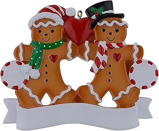 Family of 2 Gingerbread Couple Christmas Ornament Personalized Christmas Keepsake Gifts for Grandparents, Kids,