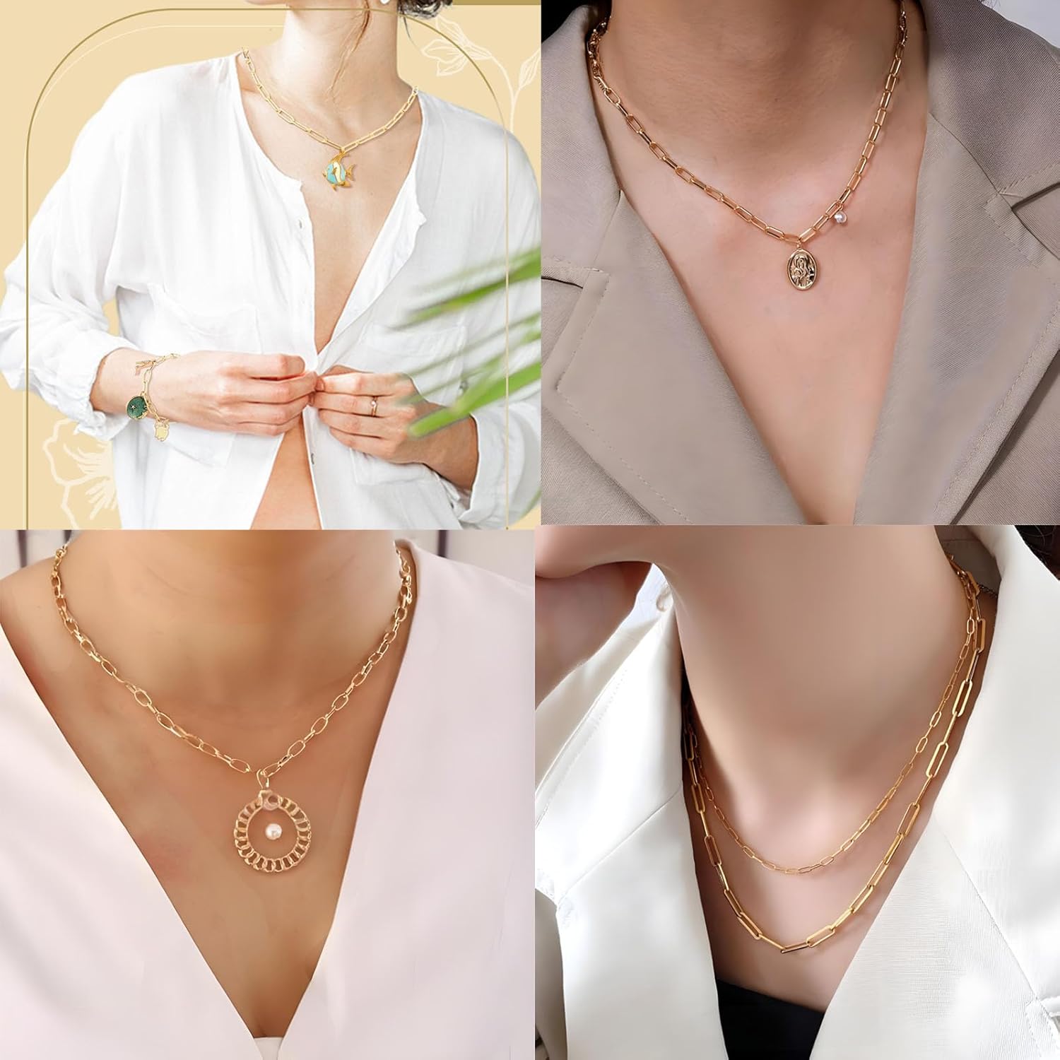 Tamkudoy Gold Charms Bracelet Necklace Making Kit- 419 PCS Jewelry Making Kit with Paperclip Bracelet Chain Necklace Kit, Charms Pendants, Jewelry Pliers, Jump Rings for Women DIY Crafts Supplies - Image 2