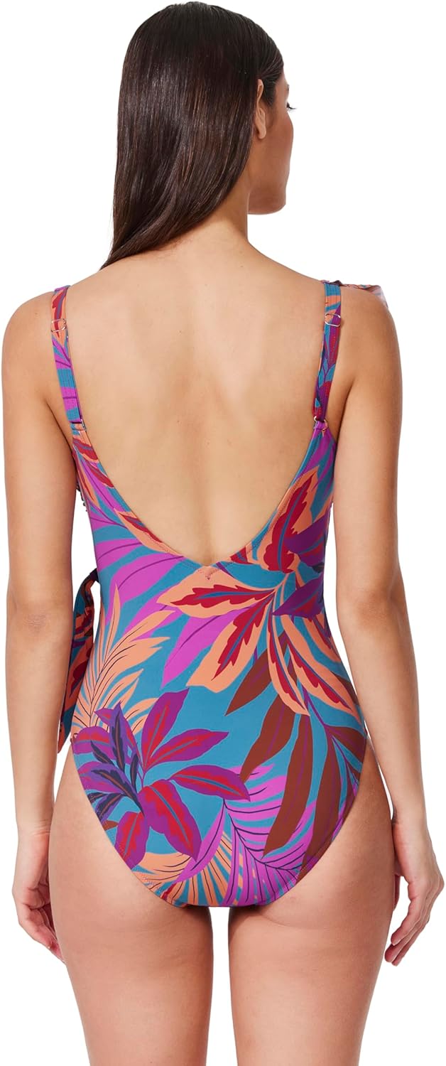 Profile by Gottex V-Neck Surplice Ruffle One Piece - Adjustable Straps, Soft Cups, Tummy Control, Front & Back Lining - Image 4