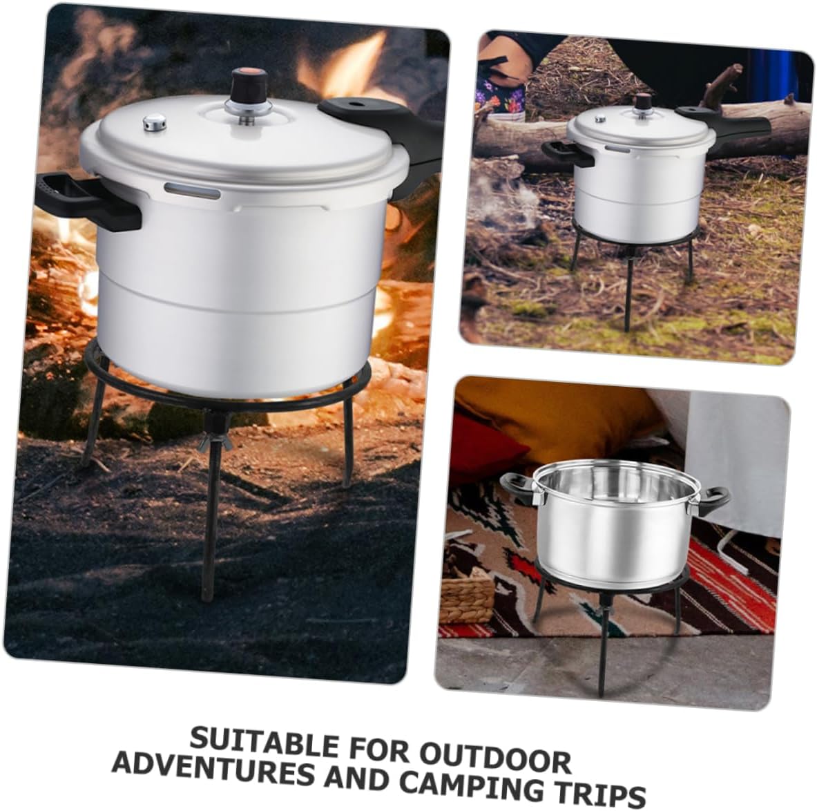Outdoor Cooking Tripod Stand Detachable Fire Stand for Camping BBQ Open Fire Cooking Support for Backyards Patios and Hiking Gear Quick Assembly Compact Design
