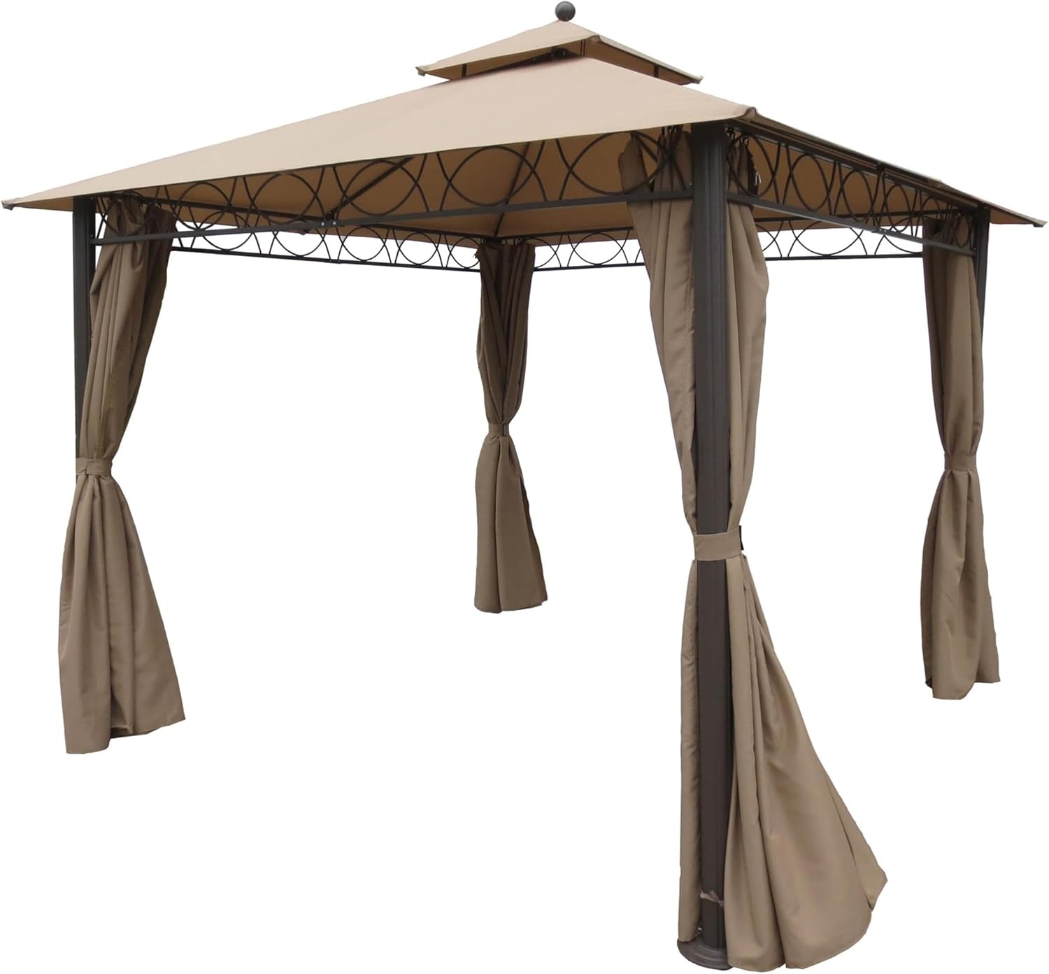 International Caravan Furniture Piece Square 10 Foot Double Vented Gazebo With Drapes
