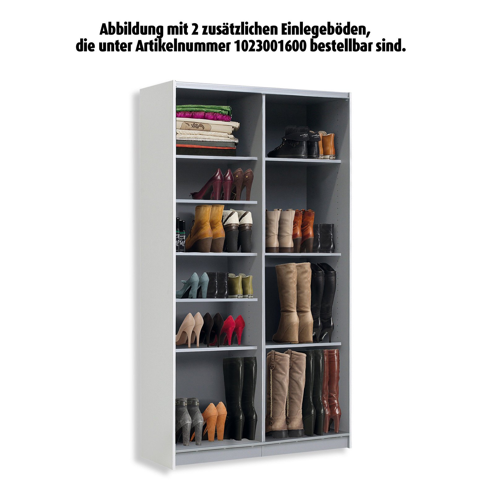 FORTE Ohio 40 Mehrzweckschrank modern, 2-türig mit Einlegeböden, Schwebetürenschrank, Garderobenschrank, Holzwerkstoff, Weiß mit Holz Dekor Sonoma Eiche, 120 cm breit x 42 cm tief x 190,5 cm hoch