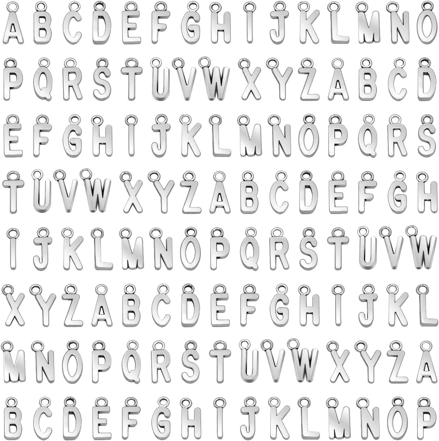 SANNIX156Pcs/6 Sets ABC Letter Charms Mini A-Z Bracelet Necklace Pendants with 200Pcs Open Jump Rings for DIY Jewelry Making