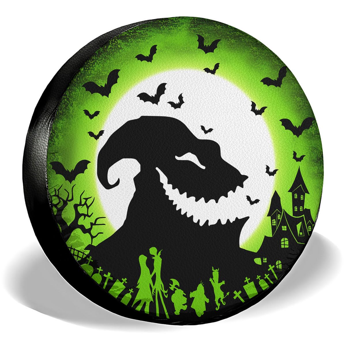 GENANY Macabre Skellington Size 18 Premium PVC Leather Spare Tire Cover, Universal Fit for RV Jeep Camper Trailer, Dustproof, Waterproof Jeep Tire