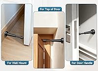 Vista 5 de 2 topes de puerta negro mate para pared, tope de puerta de resorte de 4.33 pulgadas para parte inferior de la puerta, tope de puerta de aluminio