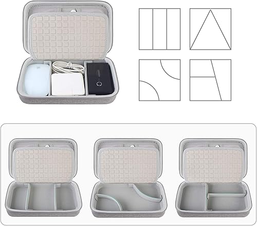 Miniatura 2 de Organizador electrónico duro de viaje, accesorios electrónicos, bolsa de almacenamiento de cables, caja de doble capa a prueba de golpes para