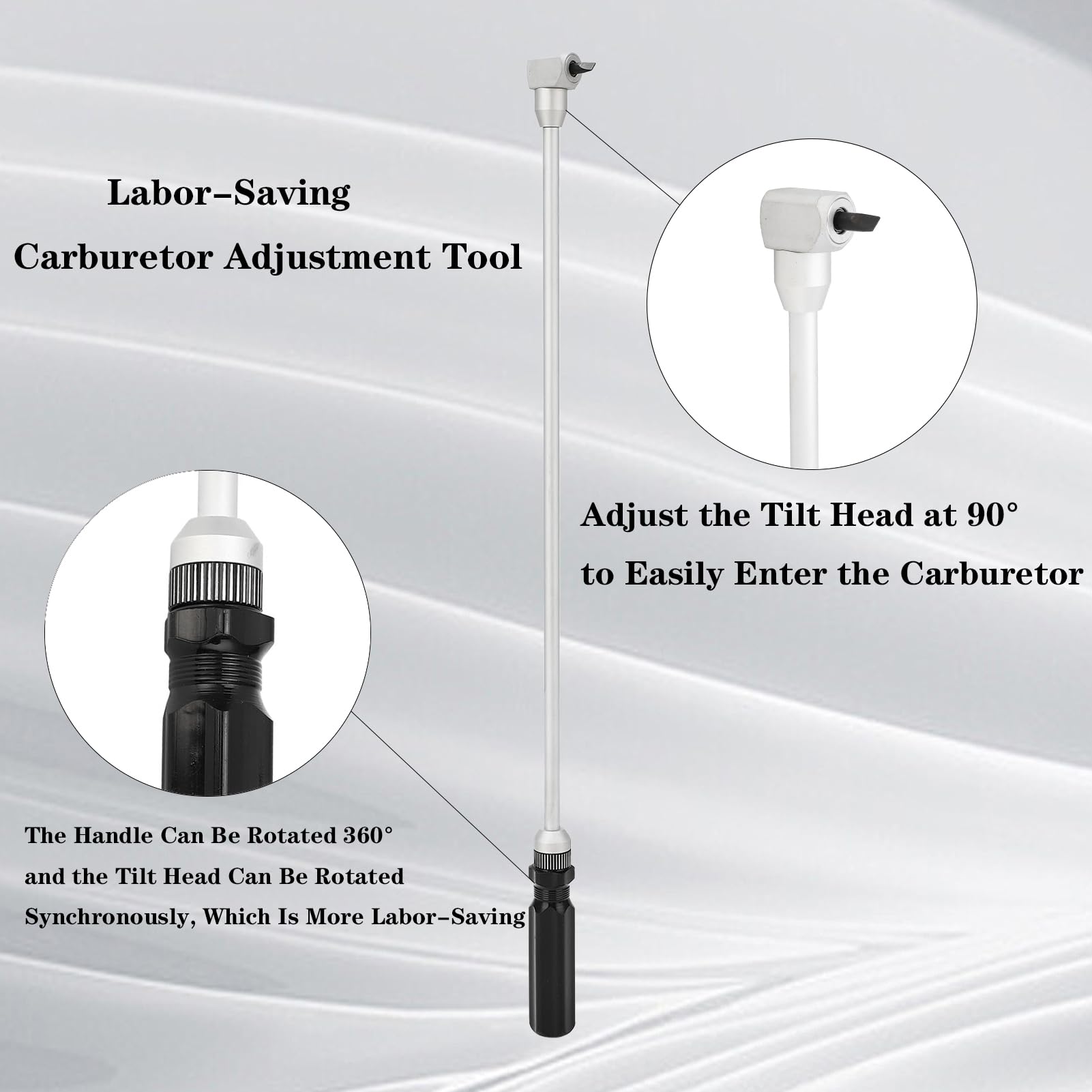 Carburetor Pilot Screw Adjustment Tool - 16.34" Long, 110° Angle, Rotating Handle For ATV/UTV