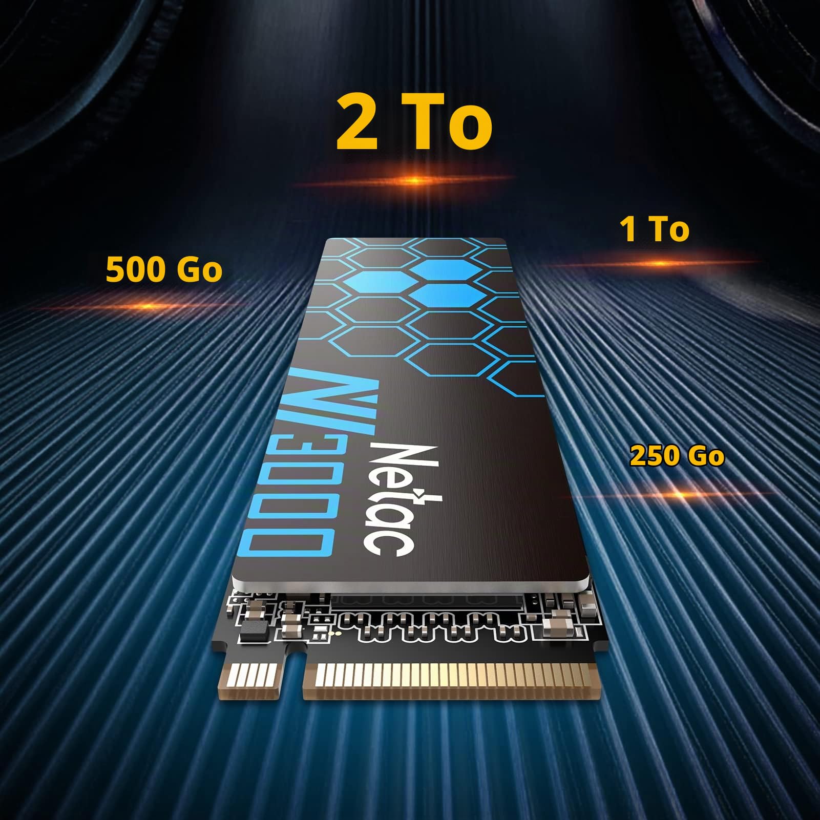 Netac NVMe SSD interne 250 Go M.2 2280 mm PCIe3.0 3D NAND avec dissipateur thermique, jusqu'à 3000/1400 Mo/s, pour PC Gamers, Chargement de jeux, bureau, NV3000