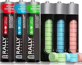 Caffeine Mints by Rally, 60 Milligram, Instant Energy, Fresh Breath, Caffeinated, 0 Sugar, Natural Peppermint, Cinnamon, Wintergreen Variety Pack (6 Packs, 60 Mints)