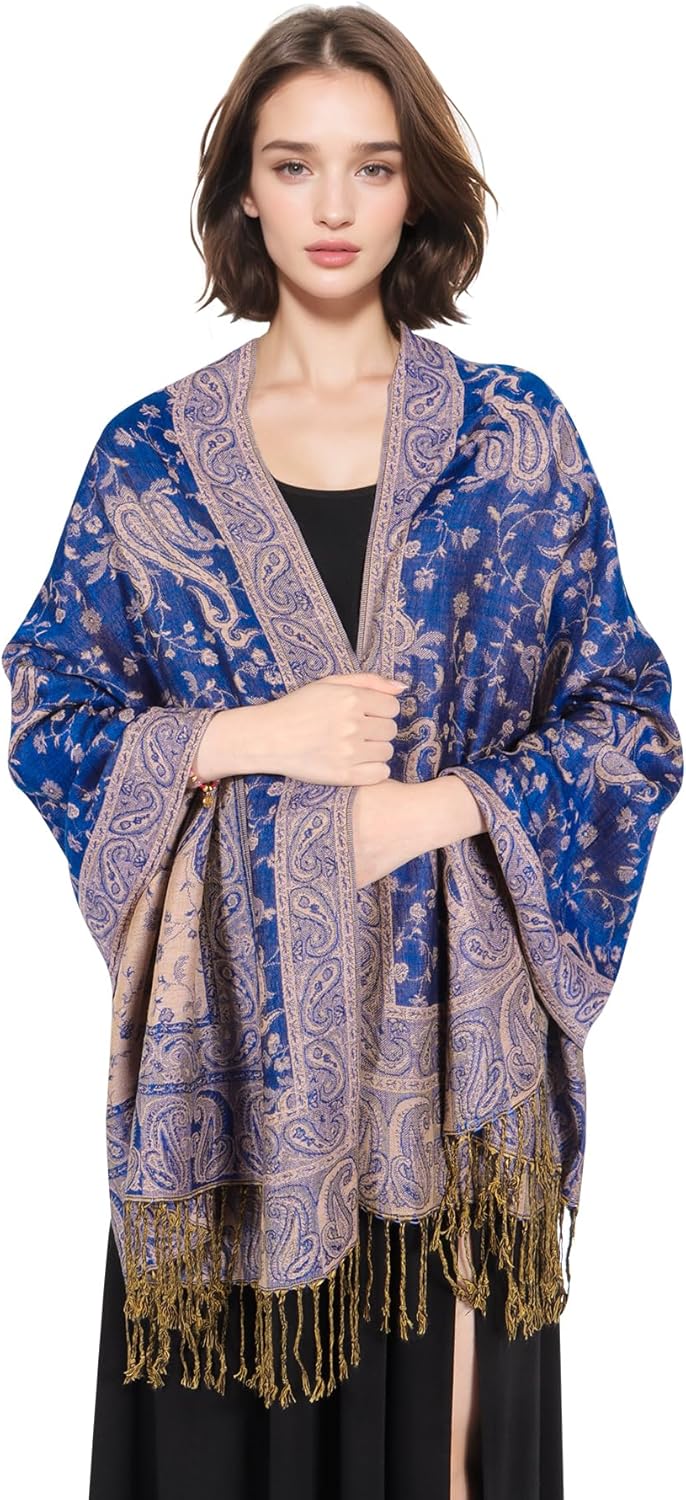 MUQU Women Pashmina Shawls and Wraps Scarf Soft Silky Reversible Paisley Scarves Shawl for Women - Image 6