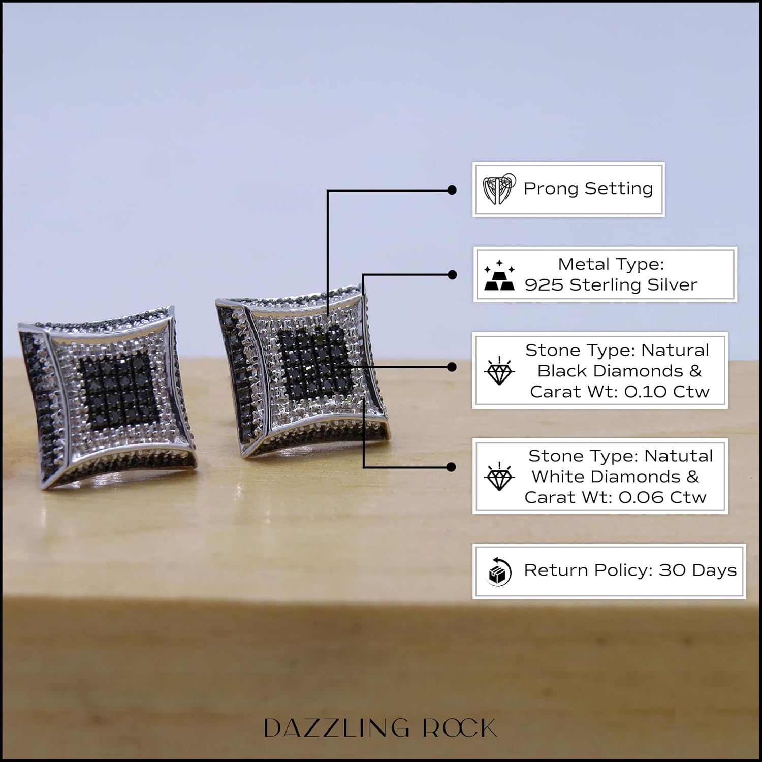 Dazzlingrock Collection Round White/Blue/Black Diamond Kite Micropave Hip Hop Iced Out Studs in 925 Sterling Silver, Unisex Design Ladies,Mens Real Diamond Earrings