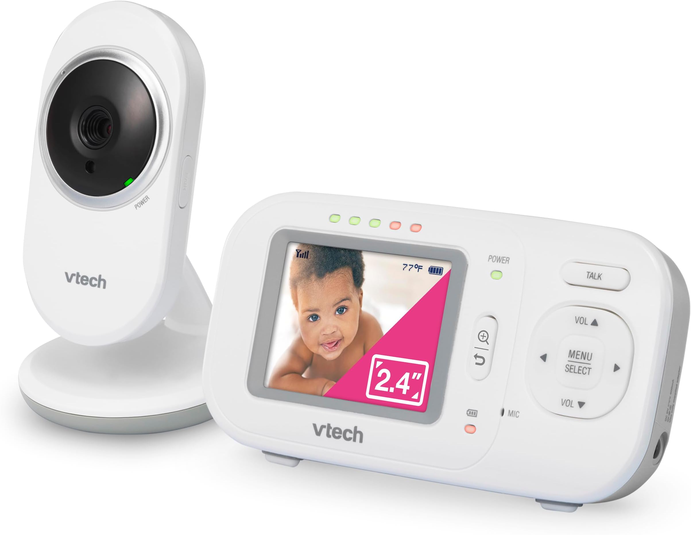 VM320 Video Baby Monitor, Invisible Night Vision, Soothing Sounds, 2-Way Talk Intercom, Temperature Monitor, 2X Digital Zoom, Secured Transmission, 2.4" Color LCD Screen - Smart Choice Product