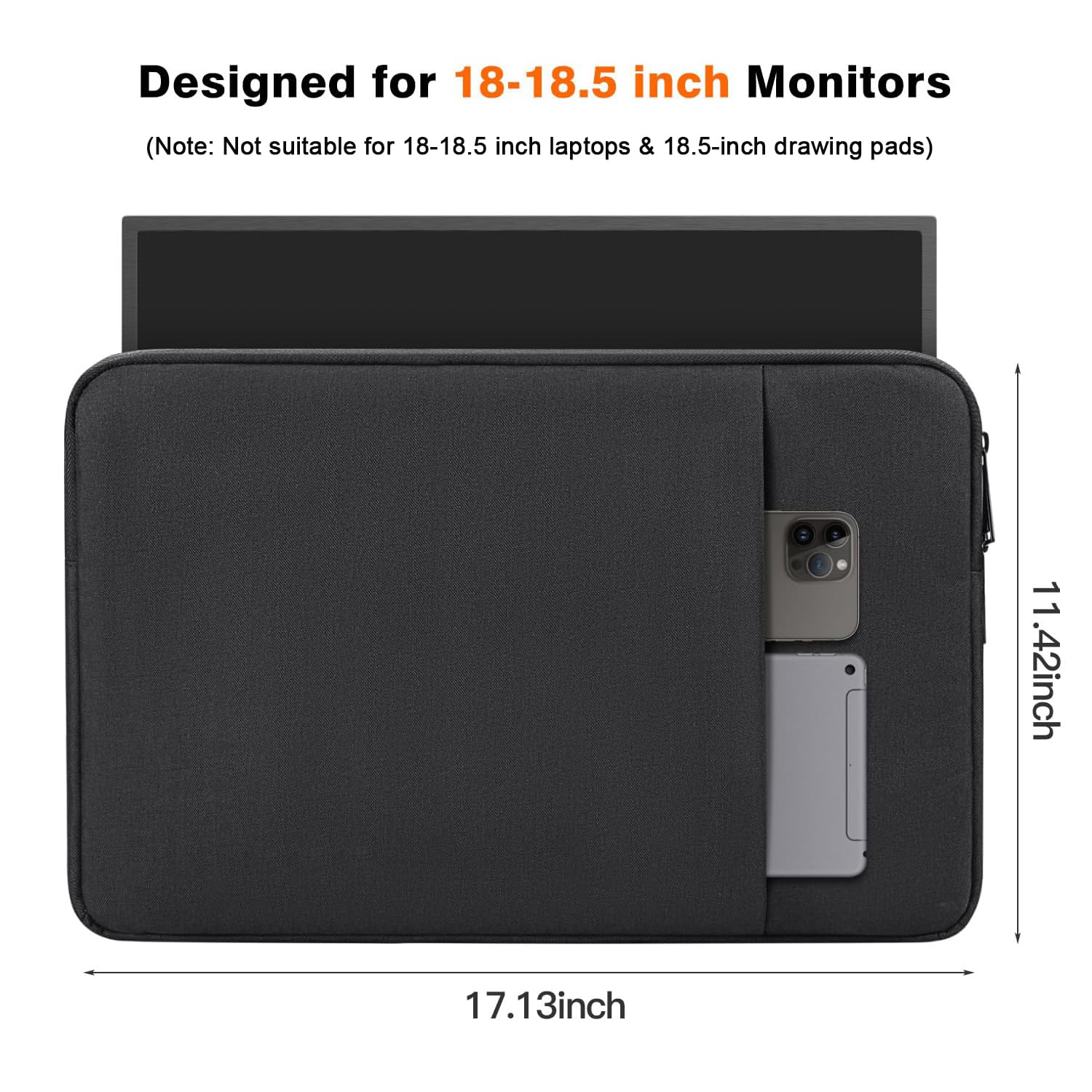 CaseDeer 18.5 Inch Portable Monitor Case - Water Resistant Sleeve For InnoView, UPERFECT, Arzopa Monitors - View #4