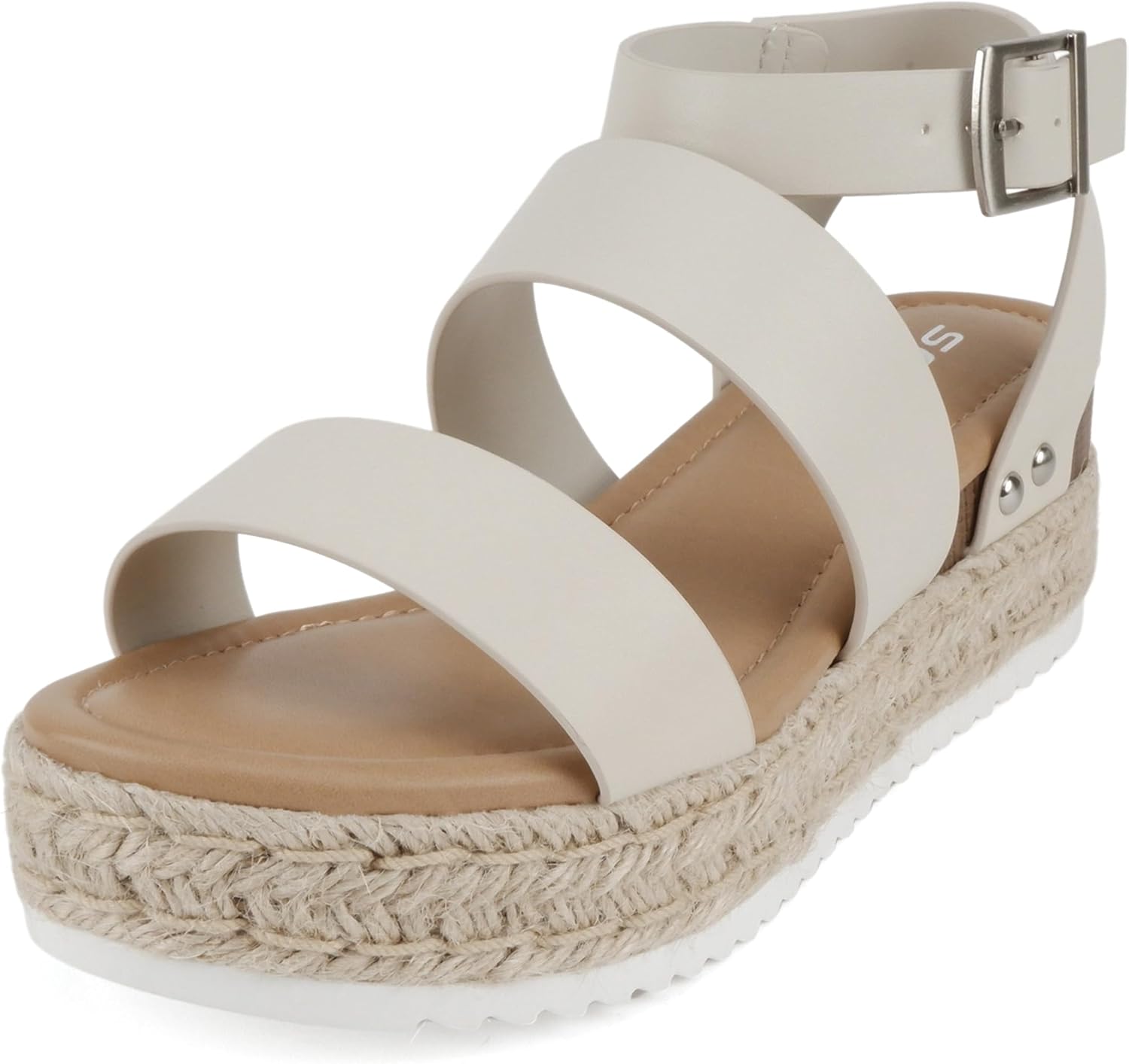 Soda Top Shoe Bryce Open Toe Buckle Ankle Strap Espadrilles Flatform Wedge Casual Sanda - Image 2