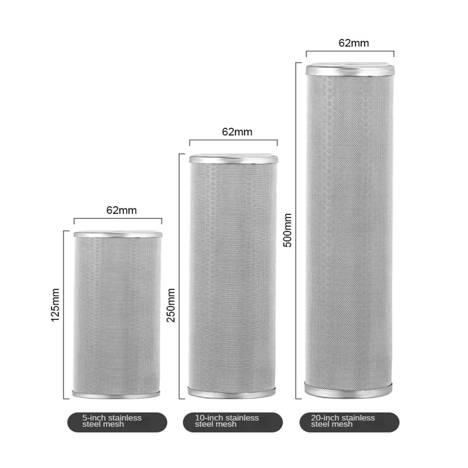 Repuesto De Filtro De Agua Lavable For Purificador De Agua, Bujía De Filtro De Acero Inoxidable De 5/10/20"(20inch-5microns)