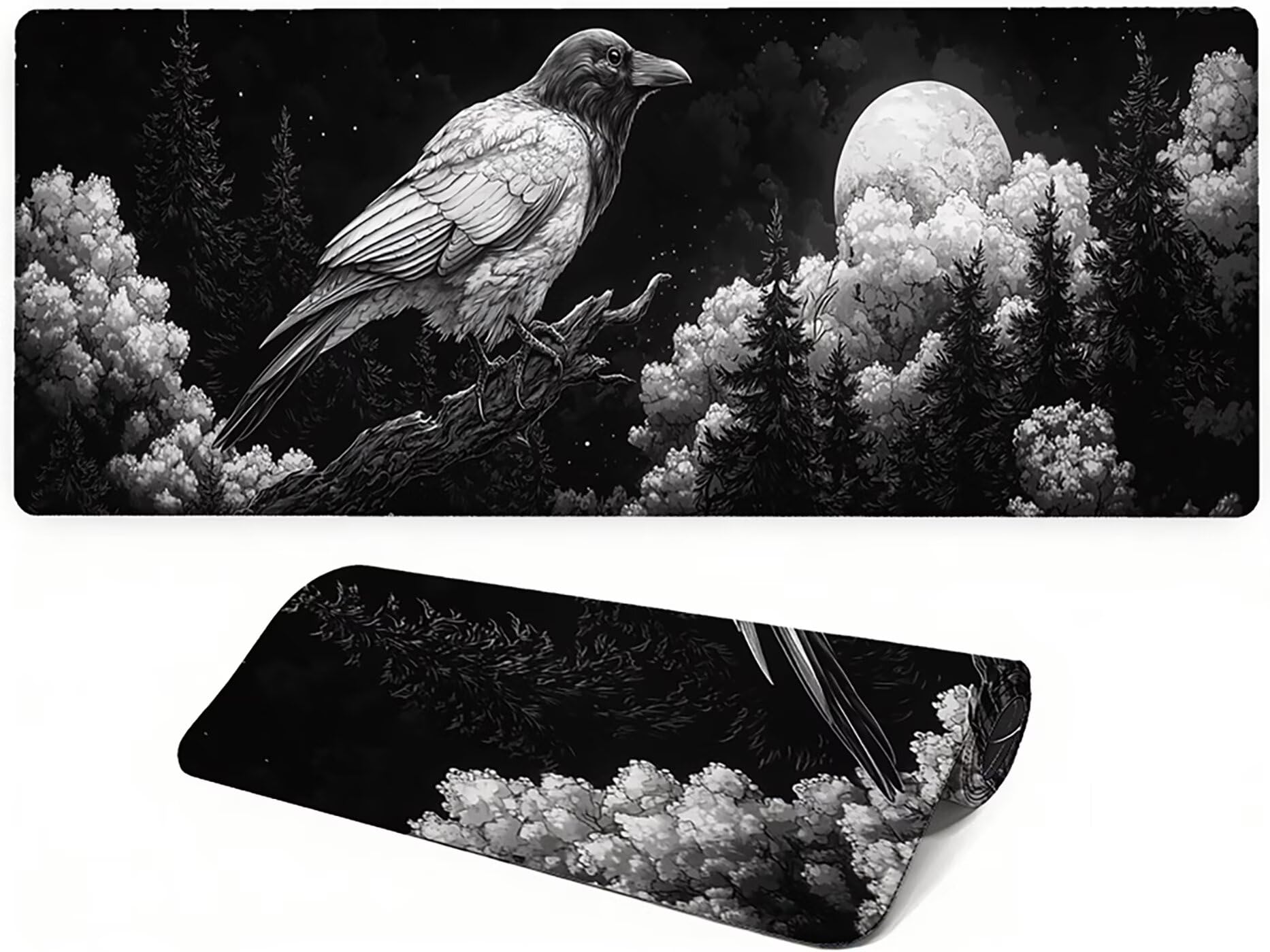 Lpfieonn Tiere Großes Schreibtischunterlage, XXL Schreibtischunterlagen, Schwarz XXL Wasserdicht Gaming Mousepad mit Vernähter Rand und Rutschfeste Gummibasis, für Laptop/Hause/Büro 120x60cm PF-3133