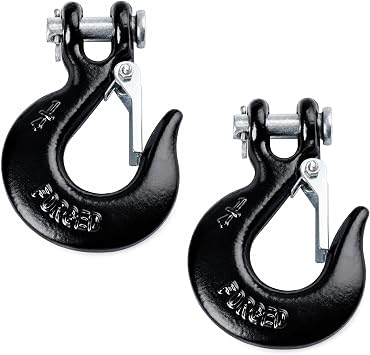 Ucreative 1/4" Clevis Slip Hook with Safety Latch Black 2PCS | Forged Alloy Steel, for ATV UTV Winch & Small Trailer Safety Chain