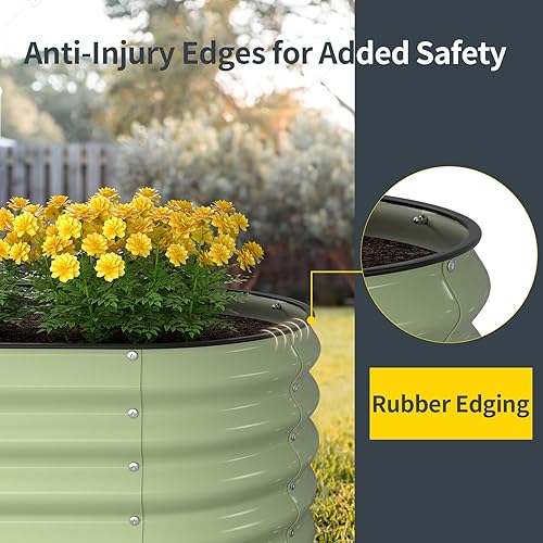 Miniatura 39 de Kesfitt Kit de cama de jardín elevada galvanizada, cajas de metal 7 en 1 de 18 pulgadas de alto con bordes de seguridad, 8 x 2 x 1.5 pies modulares