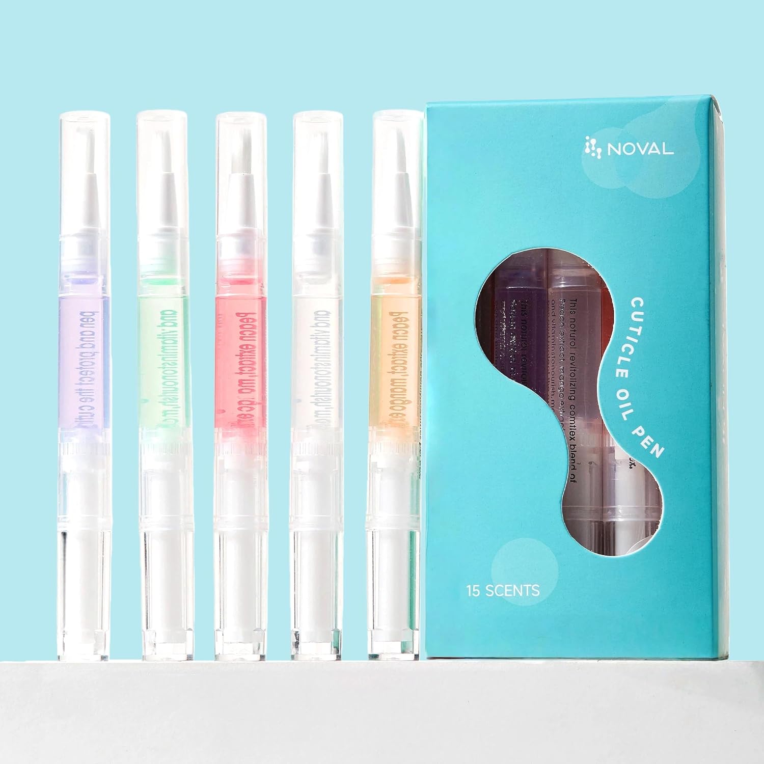 NOVAL 15 Scented Cuticle Oil Pens - Deeply Nourishing for Strong Nails, Mess-Free Travel Set for Salons & Home Use