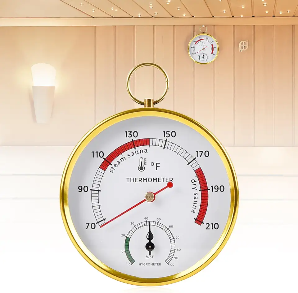 Sauna Thermometer Hygrometer 2-in-1 Besonders präzises Saunathermometer zubehör Hygrometer Wandmontage Saunatemperaturmesser mit gehärtetem Glas Innenfeuchtigkeitstemperaturmonitor