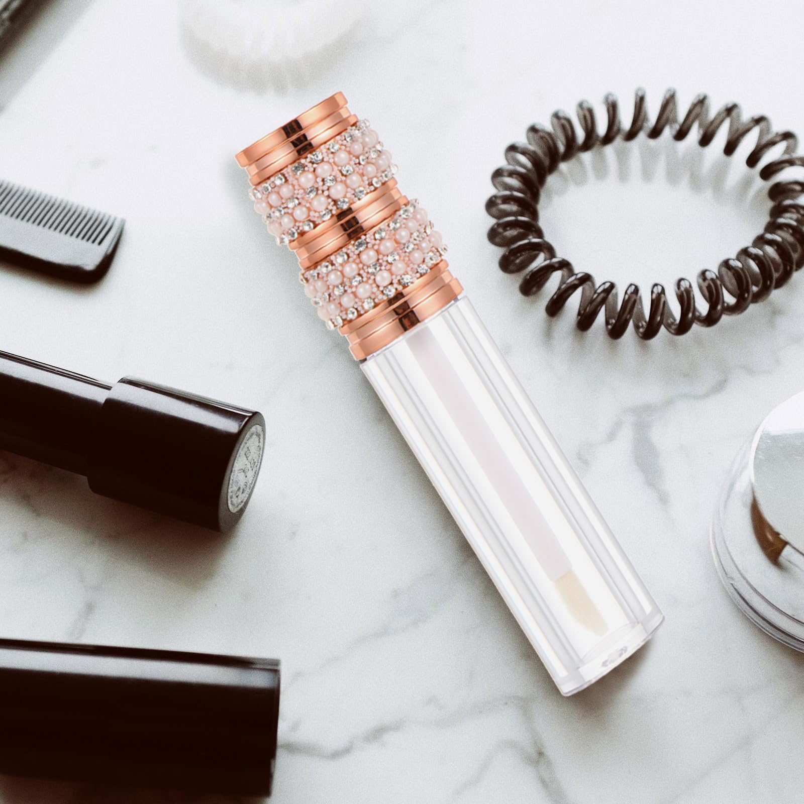 FOMIYES 5pcs Lip Gloss Tube Lipstick Tube Lip Stick Container Empty Lip Balm Bottle Lip Stick Sub Bottle Lipstick Tube Empty Lipgloss Gold Lip Gloss Lip Gloss Bottles Vial Plastic Cosmetic