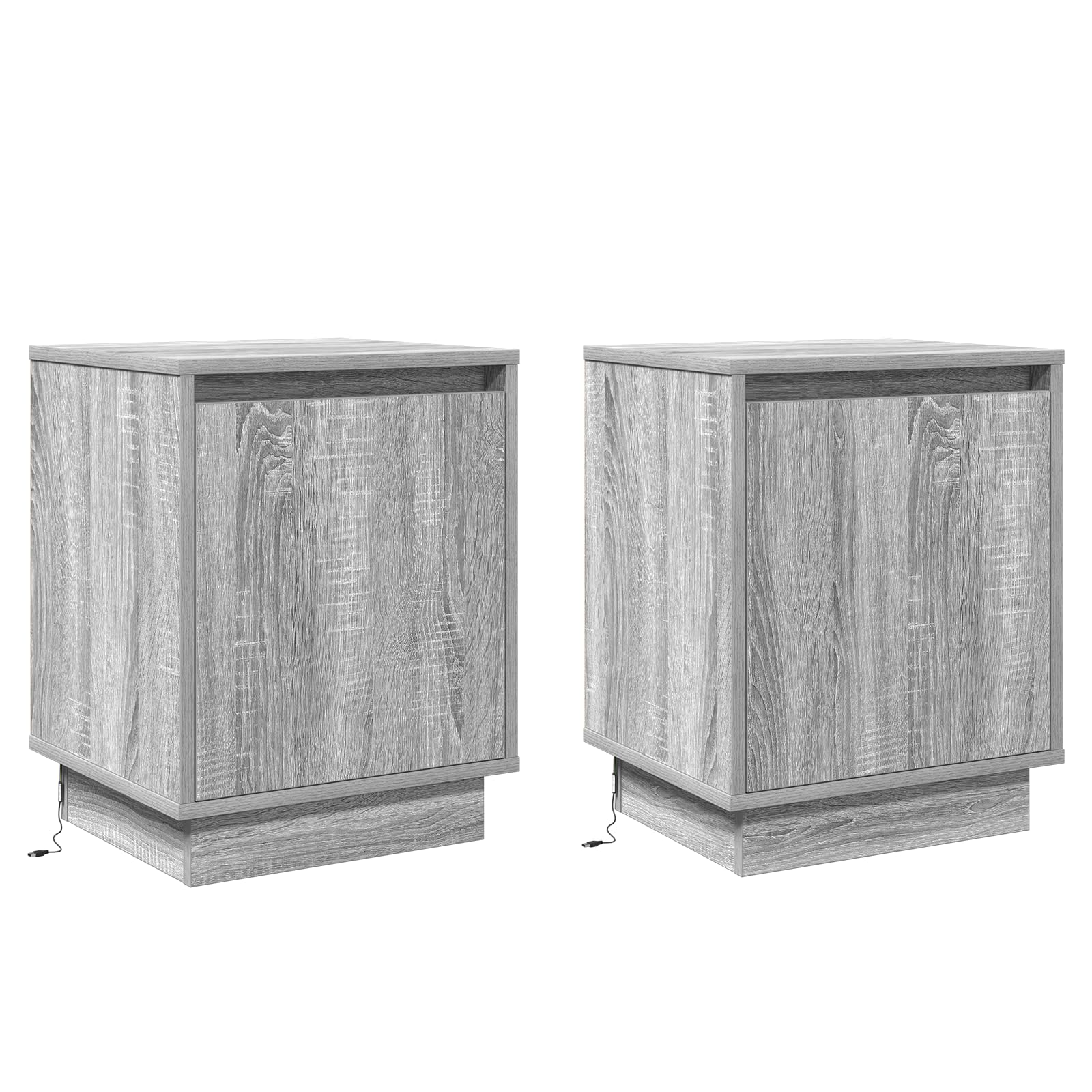 Graues Sonoma Nachttischset mit zwei Schubladen, modernes Design für Schlafzimmer, robuster Holzwerkstoff, platzsparend 39x34,5x50 cm, stilvolle Aufbewahrung