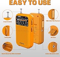 Vista 4 de XHDATA D220 Radio Portátil AM FM SW Receptor de Onda Corta Radios de Bolsillo, Radio de Transistor Operada con Pilas 2AA con Excelente Recepción