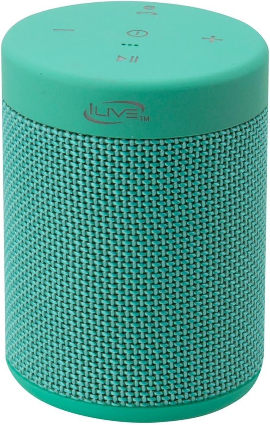iLive Electronics Waterproof Fabric Wireless Speaker, 2.56 x 2.56 x 3.4 Inches, Built-in Rechargeable Battery, Turquoise (ISBW108TQ)