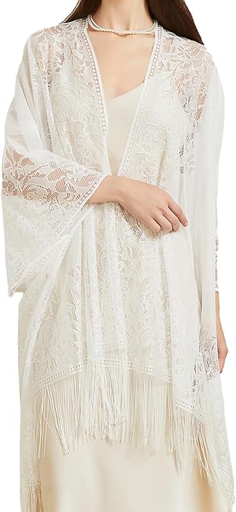 BBRYCTSISEN Lace Shawls and Wraps for Women 1920s Cape Cardigan for Evening Wedding Gatsby Costume Party