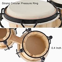 Vista 3 de MUSICUBE Juego de batería Bongo para niños y adultos, de 4 y 5 pulgadas, instrumento de percusión de madera sintonizable hecho a mano con llave