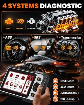 ANCEL FX6000 Bidirectional OBD2 Scanner, 4-System Diagnostic Tool for ABS, SRS, Transmission & Engine, 7+ Reset, Oil/EPB/BMS/SAS/Throttle Reset, ABS Bleeding, Live Data, Auto VIN, Lifetime Update