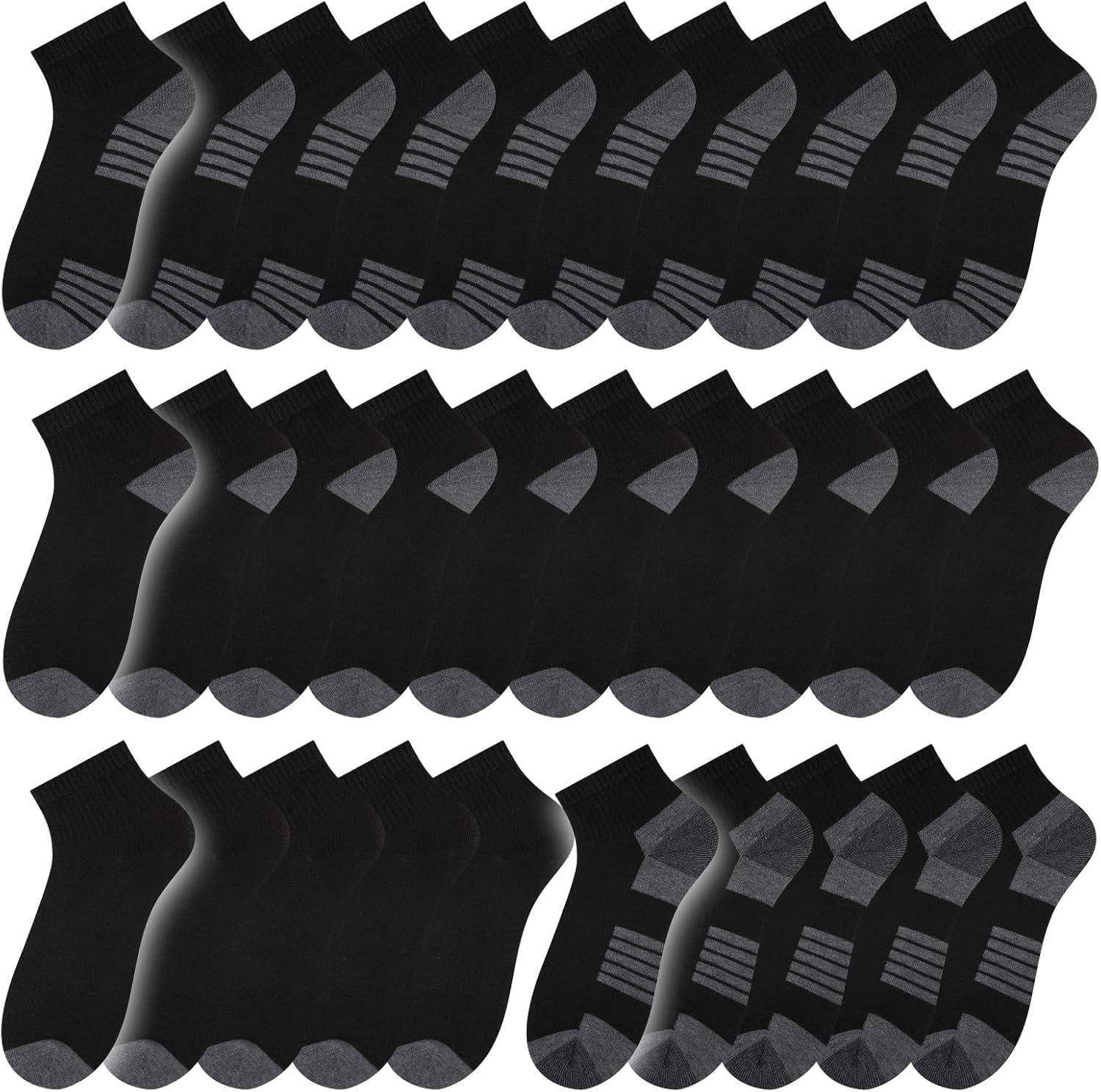 30 Pack Men & Women Ankle Socks - Bulk Athletic Unisex Quarter Breathable Thin Casual Basic Socks, Size 8-12/12-16 - Image 8