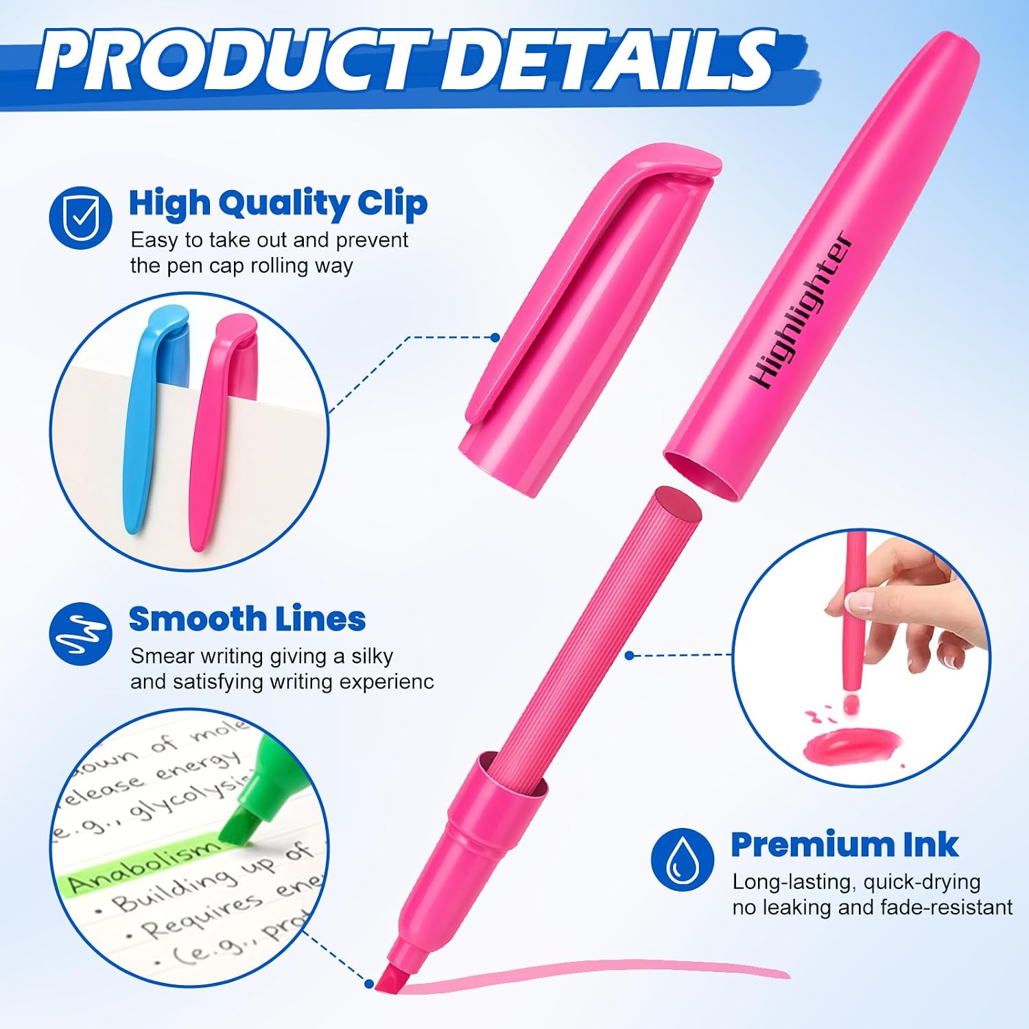 Jumlys 30 Pack Highlighters in 6 Assorted Colors, Bright With Soft Chisel Tips, No Bleed, Ideal for Office and School Supplies thumbnail