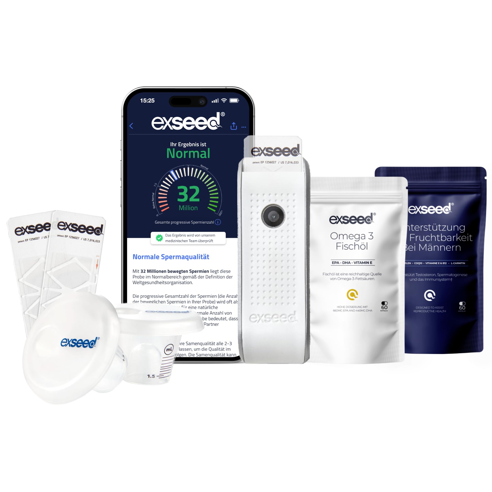Health - Fruchtbarkeits-Test-Set für Männer - 2 Testkits & Fruchtbarkeits-Präparate - Multivitamine & Omega 3 - Komplettes Test-Set - Testen & Verbessern Sie die Gesundheit Ihrer Spermien | 2 Testkits, Fruchtbarkeits-Präparate, Multivitamine & Omega 3, Ko