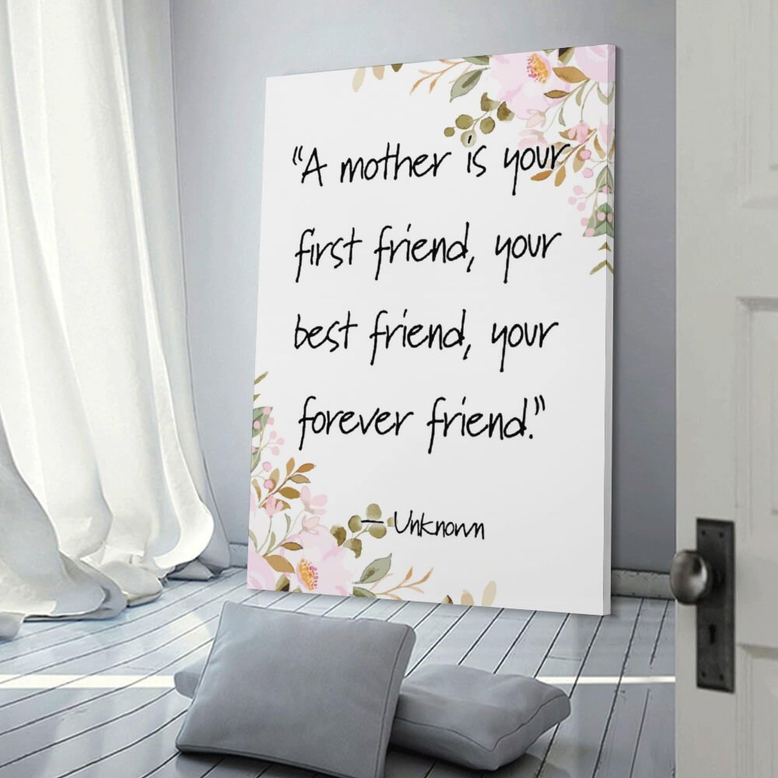 Junmoney Love Mom Canvas Wall Art 24x36inch(60x90cm), for Work Areas, Reading Rooms Or Studios, A Smart Decor Choice for Study Walls