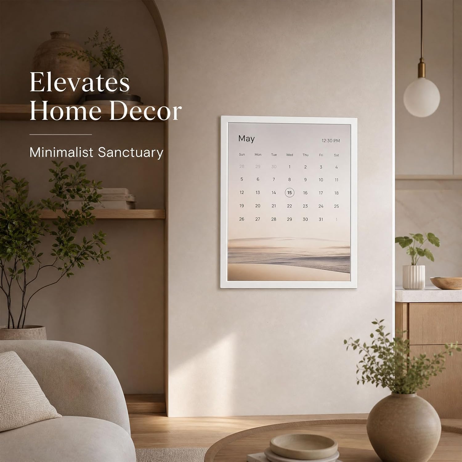 Recessed Wall Mount & Cable Concealer Box for Skylight Calendar - Hide Large Power Adapters & Cords for a Seamless Flush Mount Installation