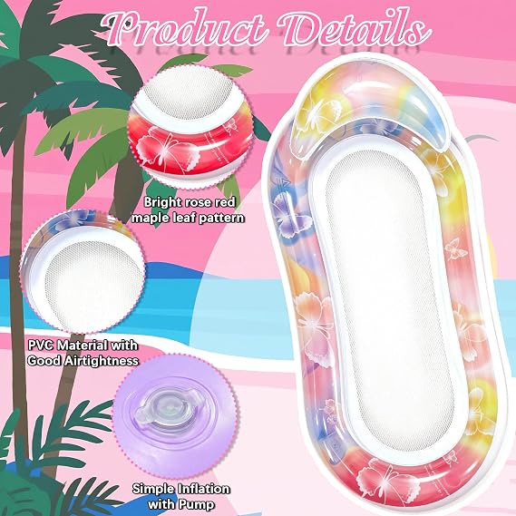 Pool Inflatables Rainbow Butterfly Inflatable Pool Float for Adults
