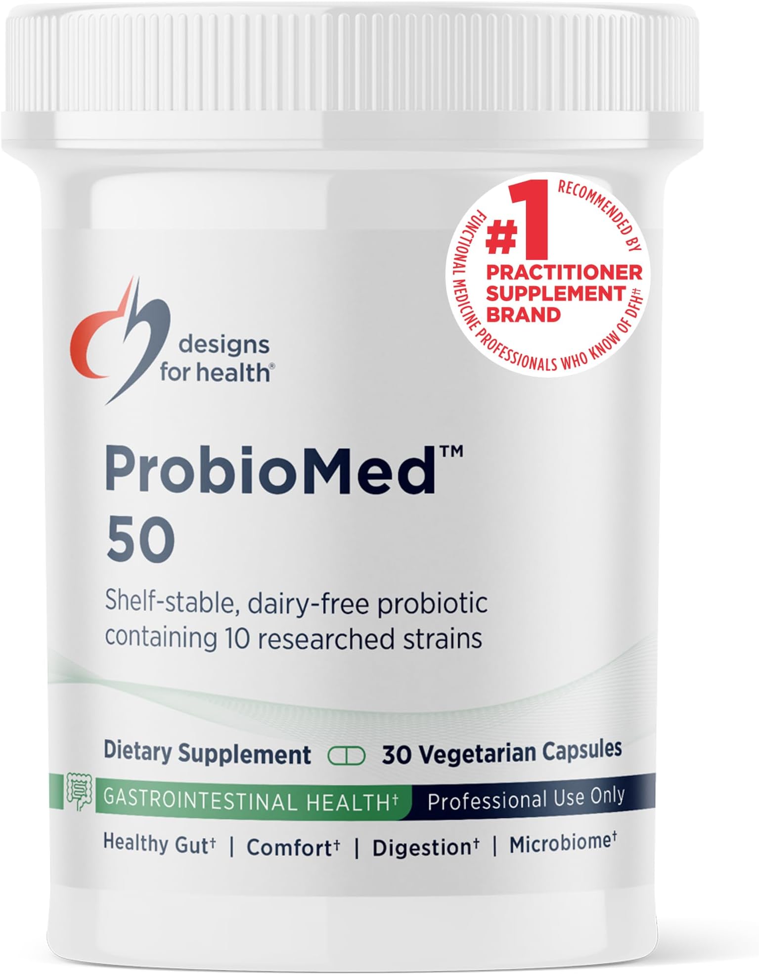 ProbioMed 50 - Probiotics for Digestive Health - 10 Strains with Lactobacillus Acidophilus Probiotic + Lactobacillus Rhamnosus - Gut Health + Immune Support Supplement (30 Caps)
