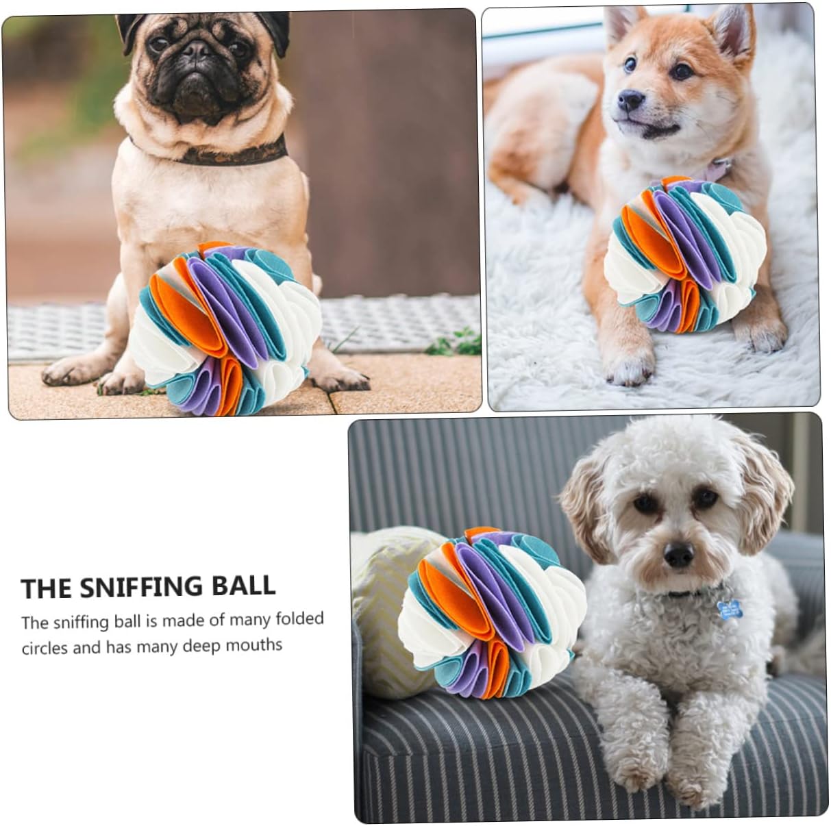 FRCOLOR 2pcs Dog Sniffing Ball Interactive Dog Toys for Boredom Feeding Small Balls Teething Toy Treat for s Pet Sniffing Snuffle for s Food Felt Cloth Chew Mat