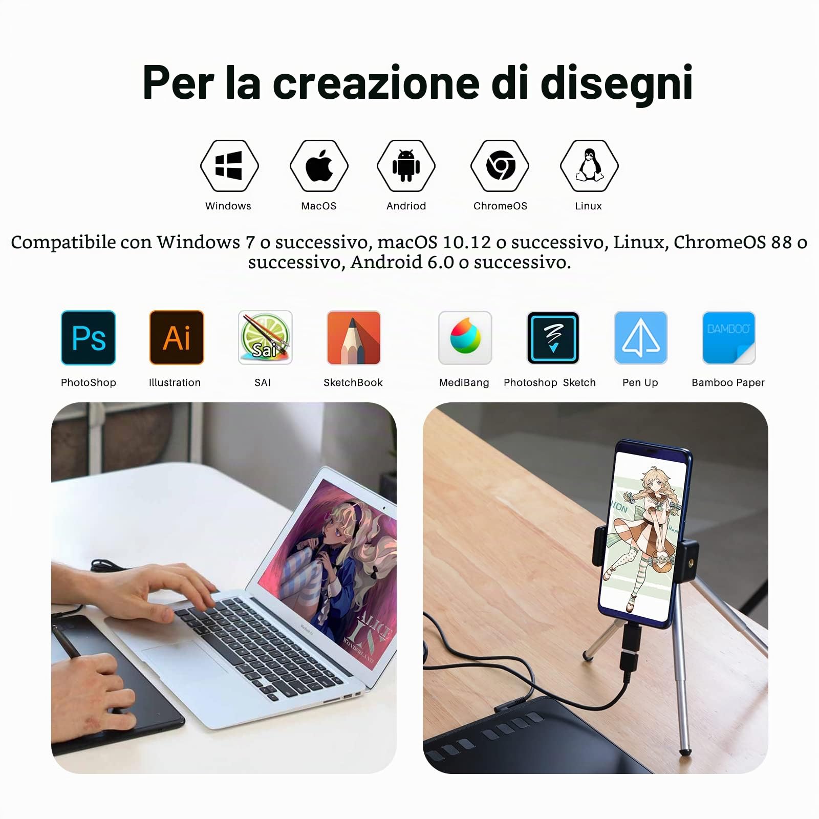 HUION H950P Tavoletta grafica senza batterie con funzione Tilt e 8192 livelli di sensibilità alla pressione della penna